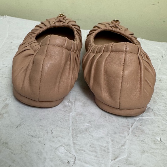 COACH Eleanor Leather Ballet Flats Nude Pink Ruched Shoes Minimalist CC Logo - Picture 10 of 16